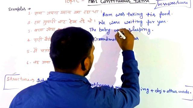 Past continuous tense|was/were+v1st form+ing|English grammar in English, Hindi version смотреть онлайн