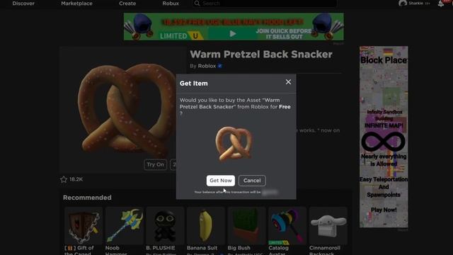 GET THIS ITEM FOR FREE IN ROBLOX! (Warm Pretzel Back Snacker) смотреть онлайн