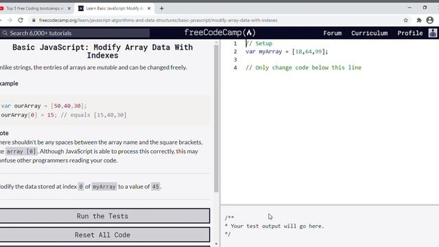 41 - Learn Basic JavaScript Modify Array Data With Indexes смотреть онлайн