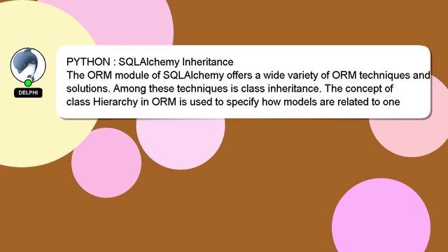PYTHON : SQLAlchemy Inheritance смотреть онлайн