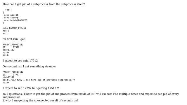 Unix & Linux: How to get pid of subprocess from the subprocess itself? смотреть онлайн