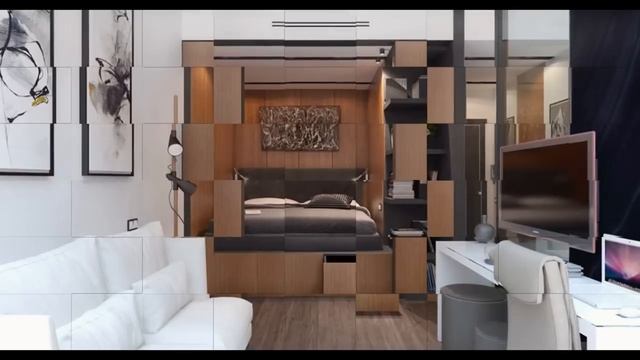 Интерьер Маленькой Студии 29 к.м. с Продуманной Спальней смотреть онлайн