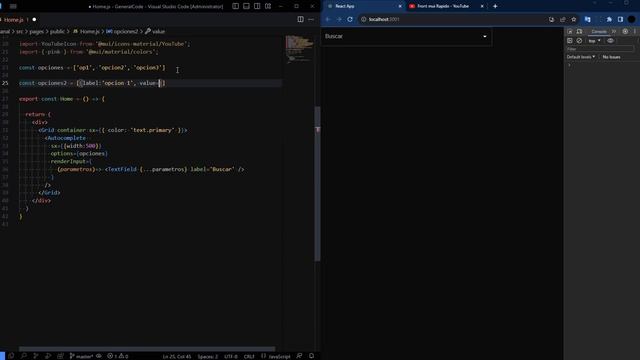02 AUTOCOMPLETE OPCIONES DEL MENU DESPLEGABLE DEL COMPONENTE OPCIONES A MOSTRAR TEXTFIELD SELECT смотреть онлайн