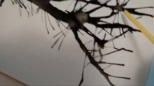 Нетрадиционная техника рисования воздухом кляксография, рисуем дерево - урок от Кадынцевой Екатерин