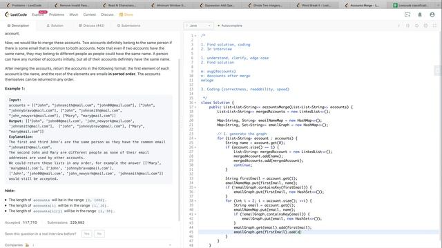 Google Coding Interview Question | Leetcode 721 | Accounts Merge смотреть онлайн