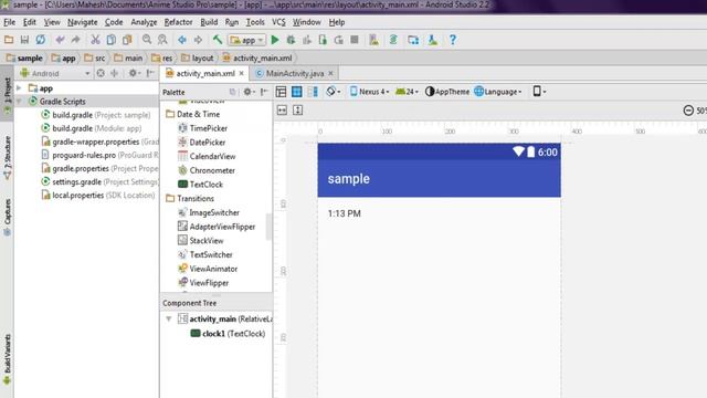 Android Digital Clock TextClock Example смотреть онлайн