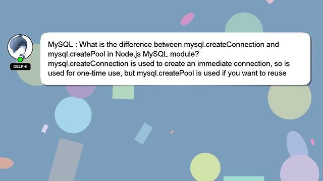 MySQL : What is the difference between mysql.createConnection and mysql.createPool in Node.js MySQL смотреть онлайн