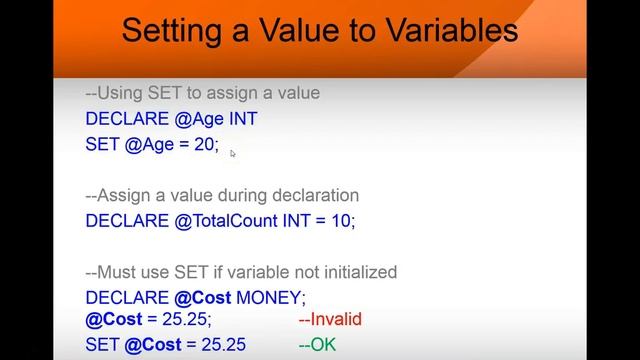 Advanced Dataabses - Scalar Variables (SQL Server - Lecture) смотреть онлайн