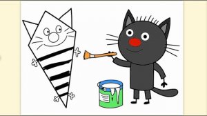 Мультики Три кота Сажик и его воздушный змей раскраска для детей