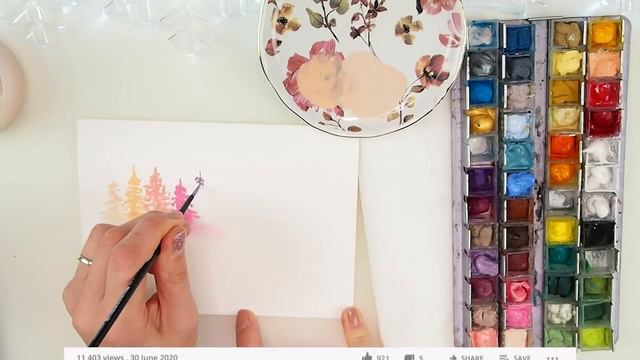 🌈🎄 Rainbow Christmas Trees Watercolors Beginners Painting ~ ✂️ Maremi's Small Art смотреть онлайн