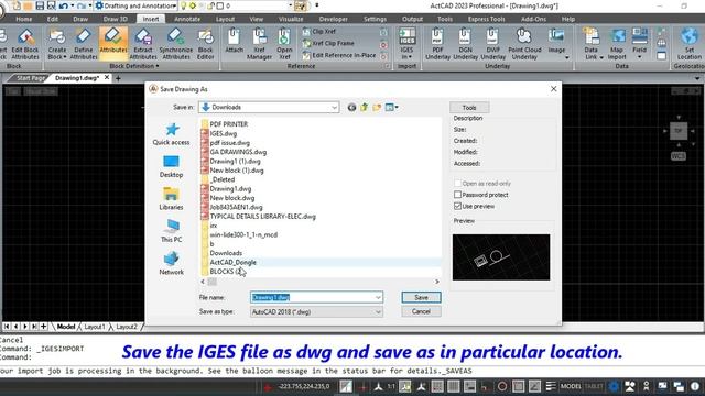 How to save iges file as dwg in ActCAD смотреть онлайн