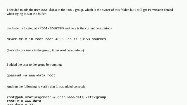 stat Permission denied for user that belongs to the group смотреть онлайн
