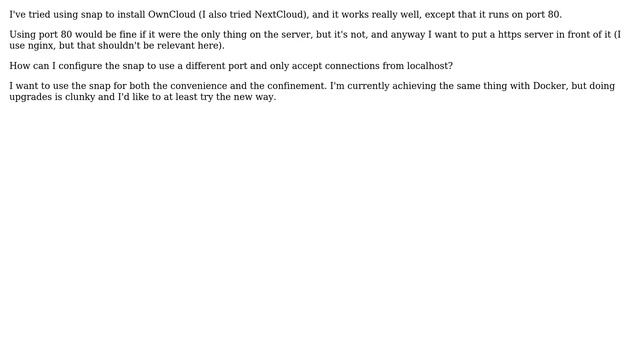 Ubuntu: How to configure port number for OwnCloud snap install? смотреть онлайн