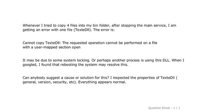 Windows : The requested operation cannot be performed on a file with a user-mapped section open смотреть онлайн
