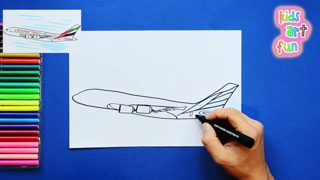 How to draw an Emirates Airbus A380 Plane смотреть онлайн