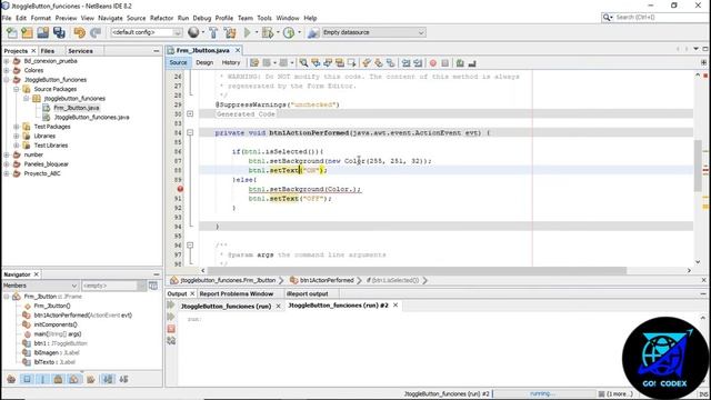Función de JToggleButton (Cambiar color, texto e imagen cuando un botón se deja oprimido) / JAVA смотреть онлайн