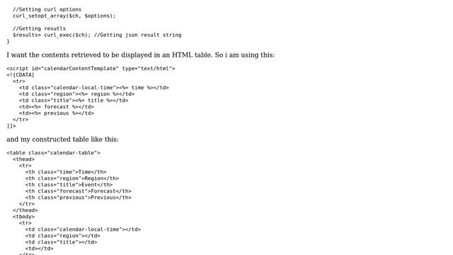 Drupal: Retrieve contents from a JSON URL using cURL and display them in an HTML table смотреть онлайн