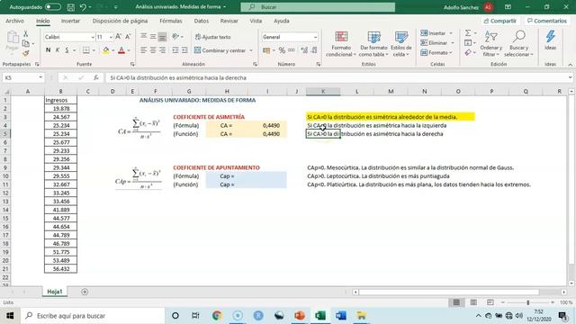 Medidas de forma en Excel (coeficiente de asimetría y curtosis) смотреть онлайн