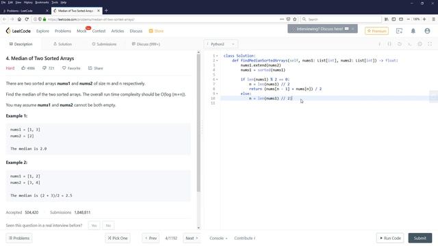 LeetCode Solutions (Python) | #4 Median of Two Sorted Arrays смотреть онлайн
