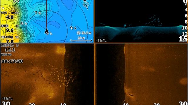 скрины с эхолота LOWRANCE HOOK REVEAL с датчиком аи3в1
