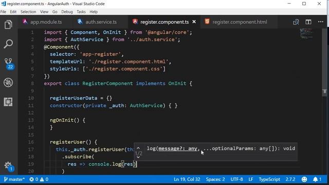 Angular Authentication Tutorial - 15 - Registration Service смотреть онлайн