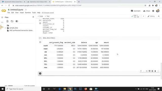 Data@ANZ Virtual Internship Task1 | Data Analysis | Using Python @ Google colab platform online смотреть онлайн
