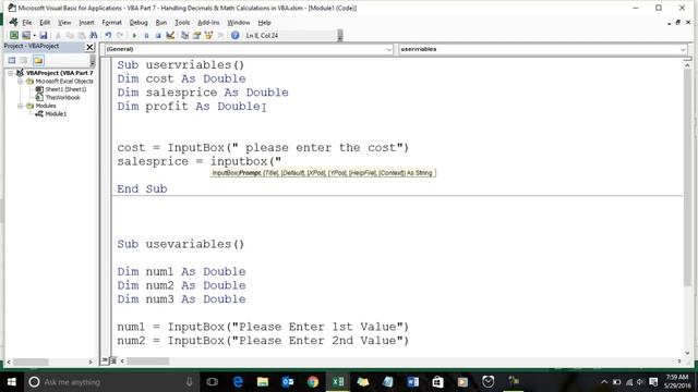 Learn VBA Part 7 - Use Decimals for Math Calculations in VBA Hindi смотреть онлайн