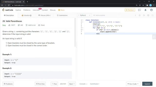 LeetCode 20. Valid Parentheses [Python] смотреть онлайн