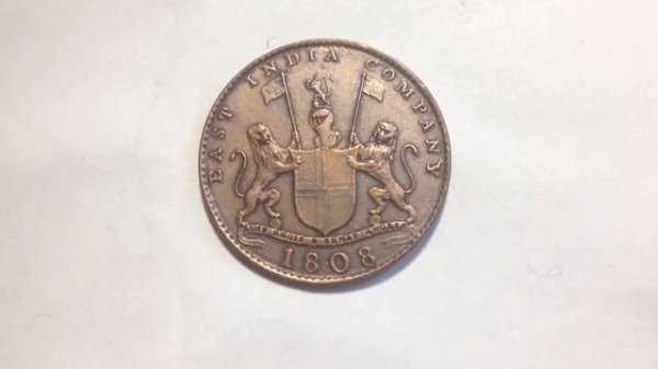 India- British Madras 10 Cash Coin date: 1808