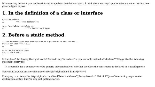 Software Engineering: Are there only 2 places you can declare new generic type parameters in Java? смотреть онлайн