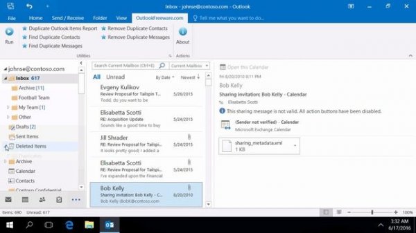 Remove Duplicate Outlook Messages