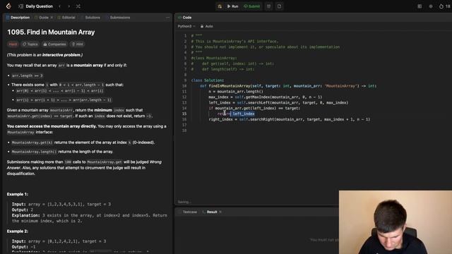 LeetCode 1095 Find in Mountain Array - python смотреть онлайн