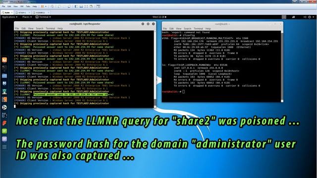 LLMNR and NBT-NS poisoning attack using Responder, MultiRelay and Mimikatz смотреть онлайн