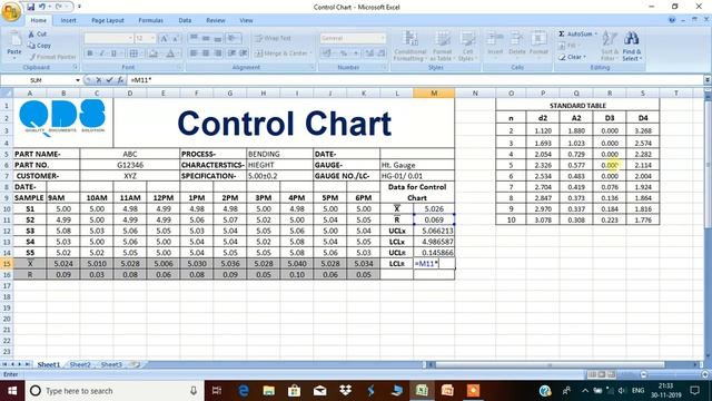 How to create Control Chart in Excel/ X Bar&R chart/7 QC Tools/QDS/Quality Documents Solution смотреть онлайн