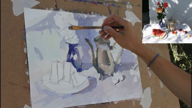 Живописный этюд гуашью. Painting TUTORIAL. GOUACHE смотреть онлайн