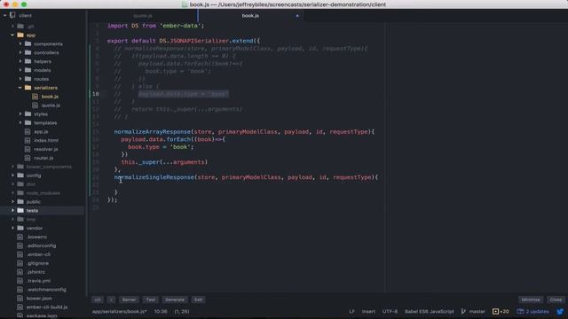 EmberScreencast 137 - Serializers: normalize${specific}Response смотреть онлайн