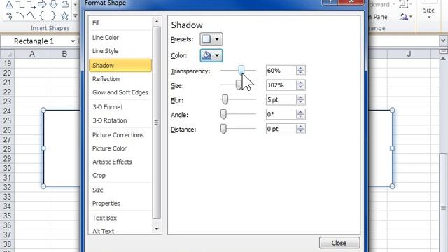Excel 2010 Format an Object Using the Shadow Pane смотреть онлайн