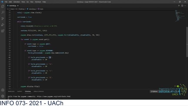 Como Mover Jugador con teclas WASD en Pygame. Creación de enemigo con movimientos aleatorios смотреть онлайн