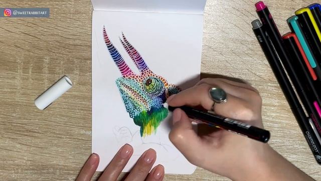 РИСУЮ ХАМЕЛЕОНА ЦВЕТНЫМИ РУЧКАМИ ОТ CHAMELEON | Белая ручка UNI POSCA смотреть онлайн