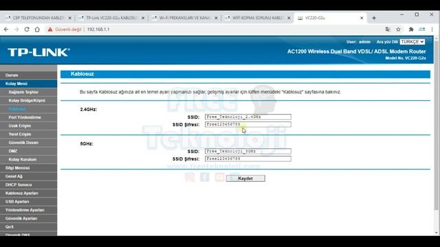 TP LİNK VC220 G2U KABLOSUZ ŞİFRE DEĞİŞTİRME смотреть онлайн