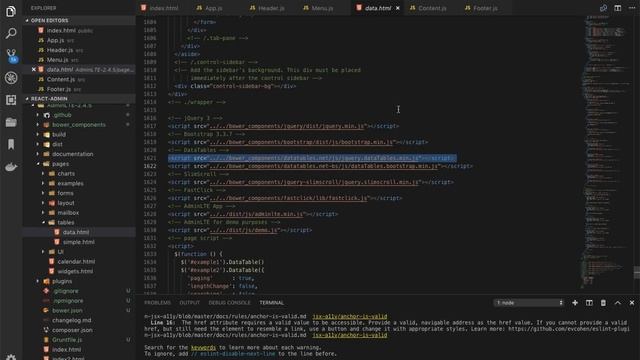 React JS Tutorial : Integrate Data-Table in AdminLTE : Episode 2# (English) смотреть онлайн