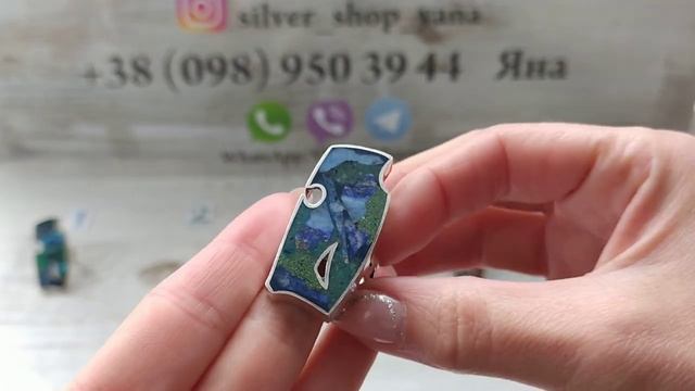 Серебряное кольцо с мозаикой из натурального камня. 27.04.2021 / Яна Серебро Украина смотреть онлайн