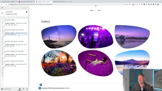 WordPress Gutenberg Block Editor Image Gallery Lightbox And Blob Shapes