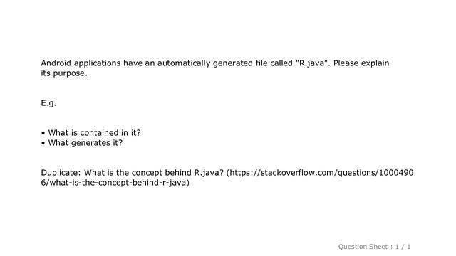 Android : In Android applications what is the role of "R.java"? смотреть онлайн