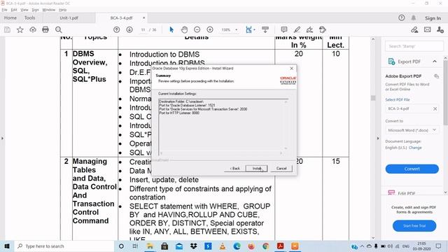 BCA Sem - 3 RDBMS using ORACLE - Oracle 10g Installation Steps смотреть онлайн
