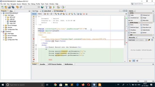 BCS053 Q1f | write the code segment using JSP that will insert the student record into the databas смотреть онлайн