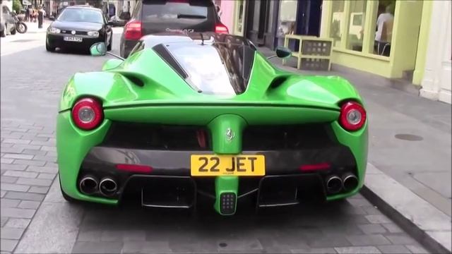 Green Ferrari in London . Крутые тачки . смотреть онлайн