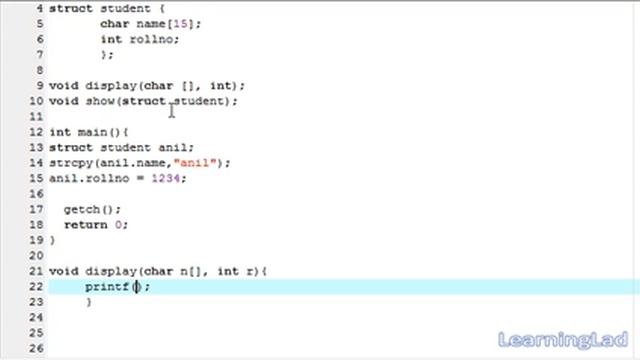 Passing Structure to a Function in C Programming Language Video Tutorial смотреть онлайн