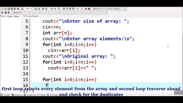 How to find the first repeating element in an array of integers in C++ смотреть онлайн