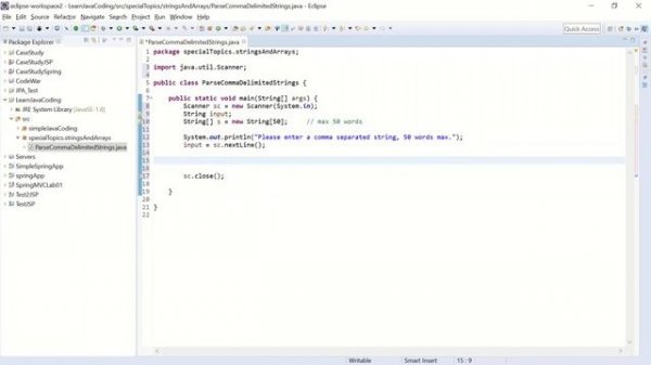 Java Tutorial Lesson 0017 - Parse Comma Delimited String